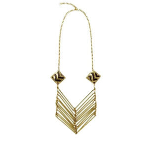 Boho Glam Brass & Bead Necklace NEW